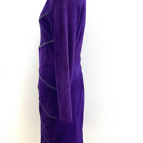 90'S Vakko Suede Dress Purple Suede Dress - Picture 6 of 6